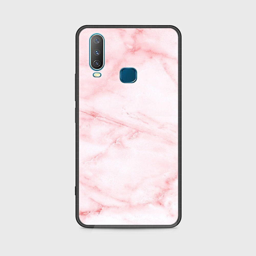 vivo Y12 Pink Marble Series Premium Printed Glass soft Bumper shock Proof Case
