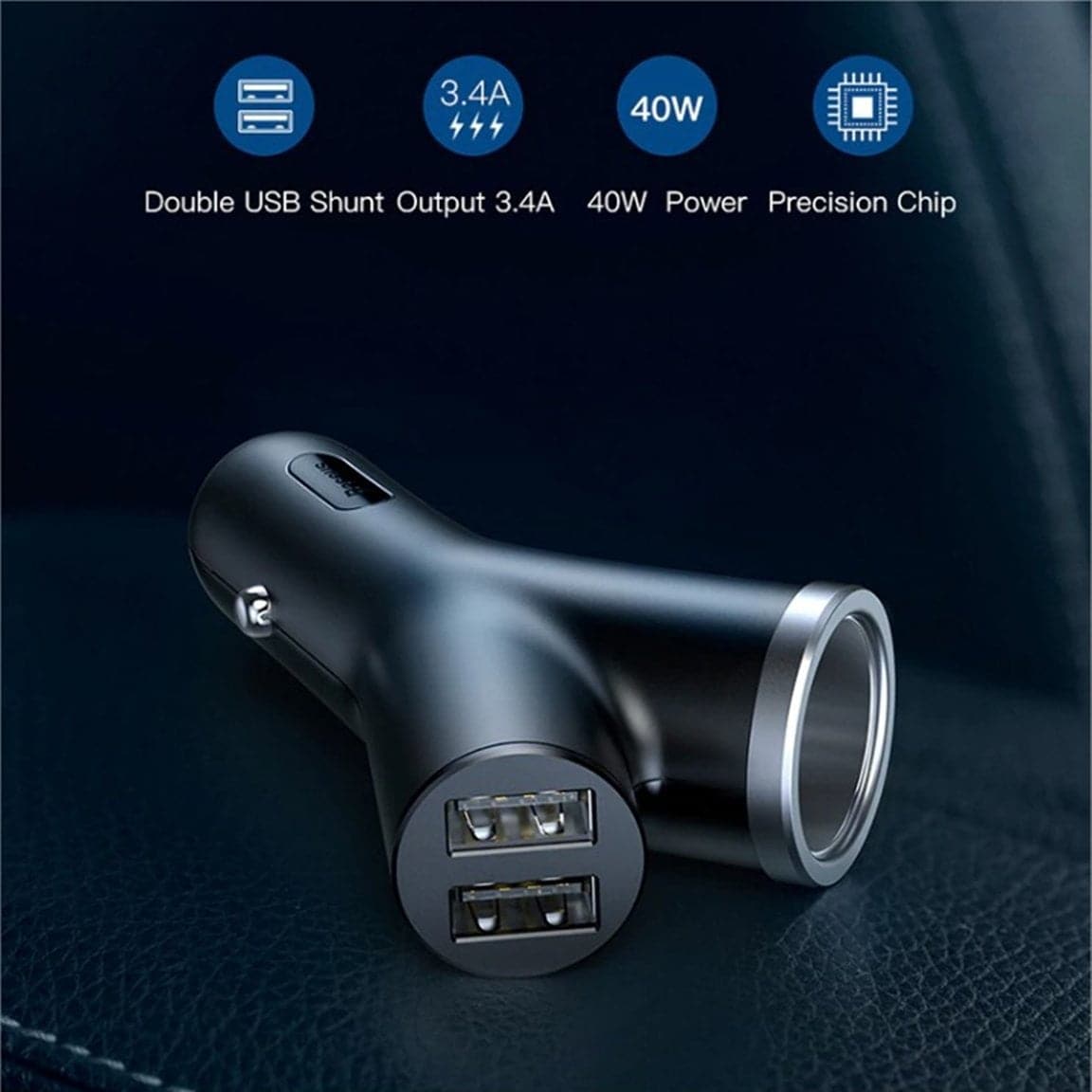 Baseus 40W Y Shape Fast Car Charger 3 in 1 - Phonecase.PK