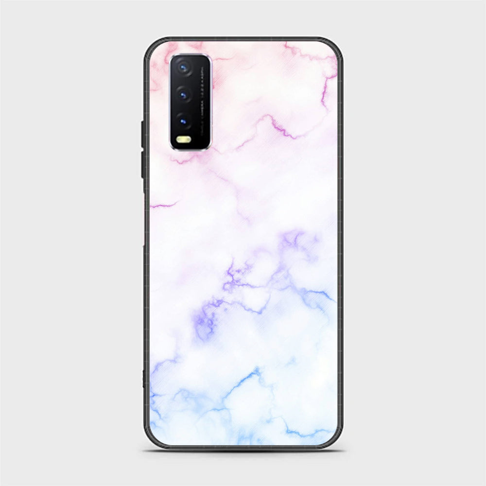 Vivo Y11s White Marble Series  Premium Printed Glass soft Bumper shock Proof Case