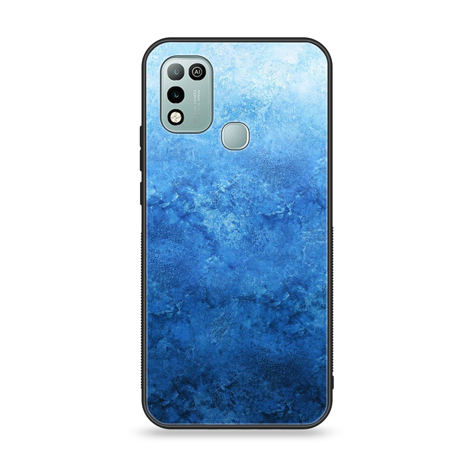Infinix Hot 11 Play - Blue Marble Series - Premium Printed Glass soft Bumper shock Proof Case