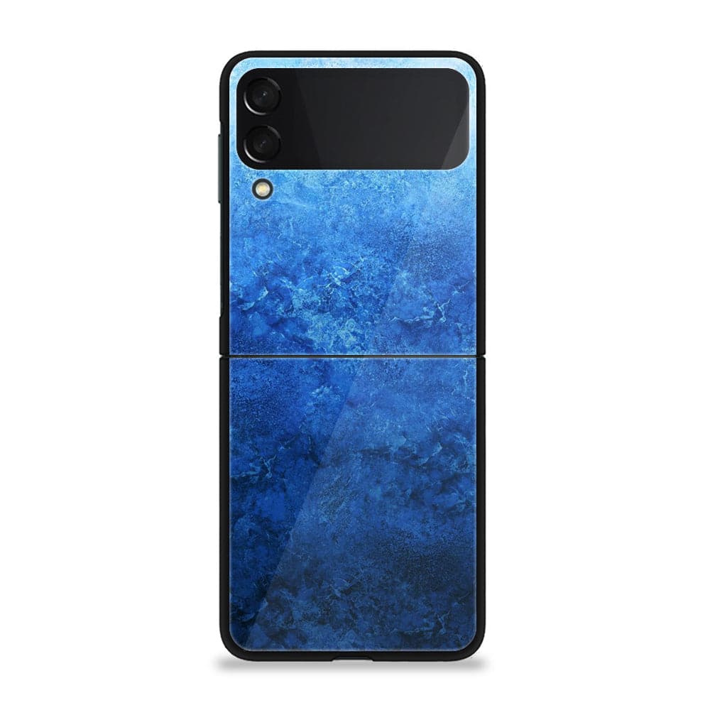 Galaxy Z Flip 3 - Blue Marble Series - Premium Printed Glass soft Bumper shock Proof Case