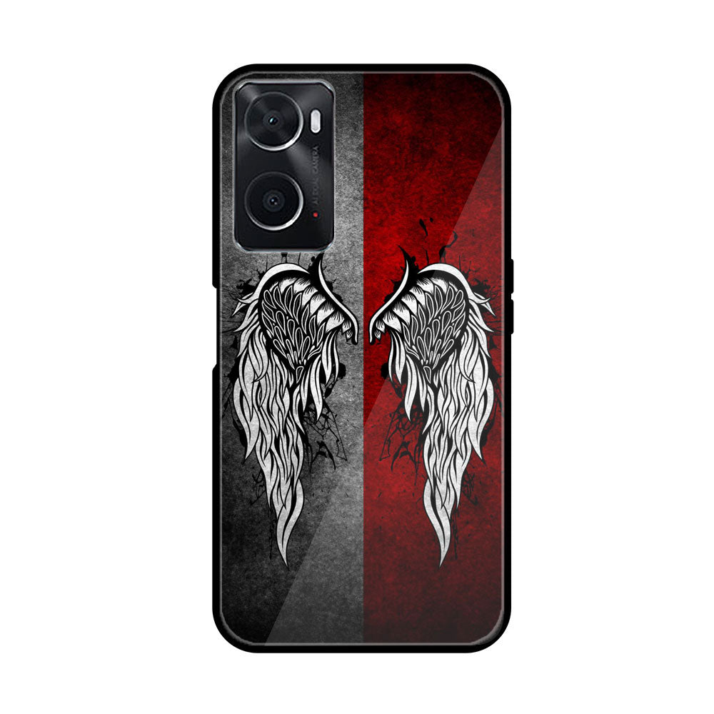 oppo A96 Angel Wings Series  Premium Printed Glass soft Bumper shock Proof Case