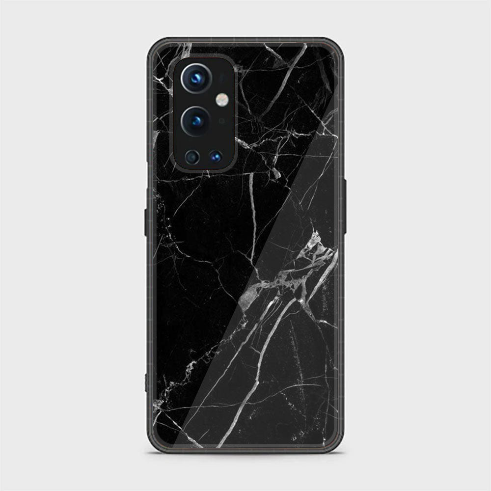 OnePlus 9 Pro- Black Marble Series - Premium Printed Glass soft Bumper shock Proof Case