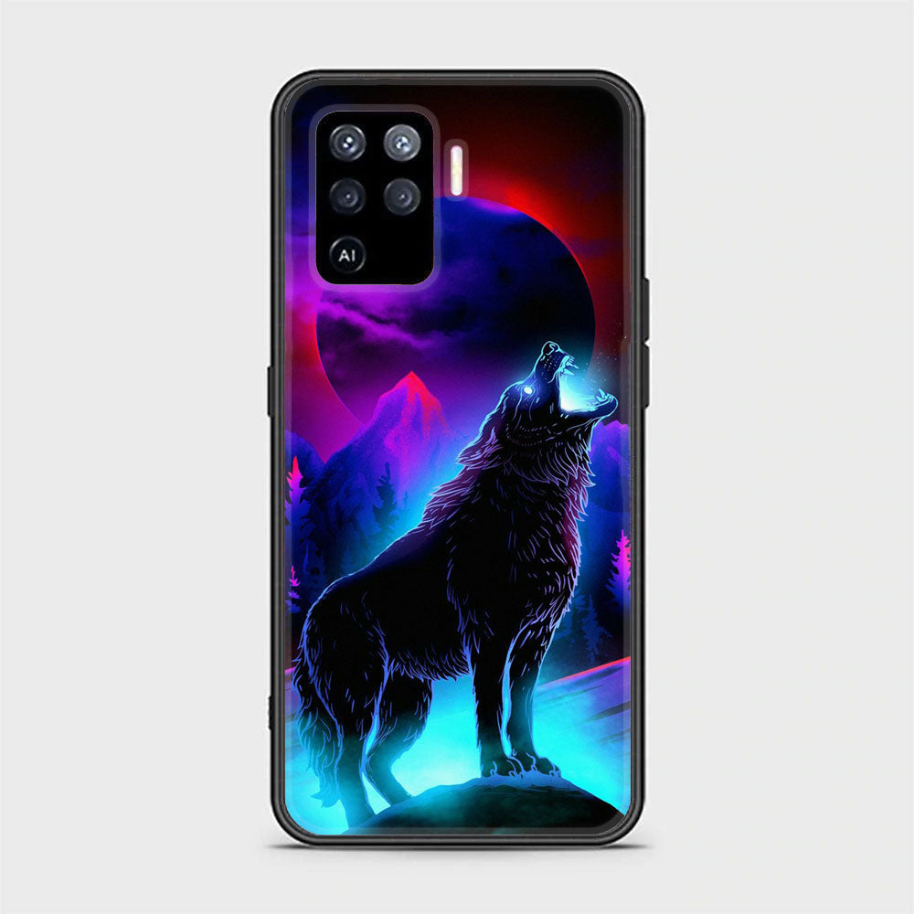 Oppo A94 -Wolf Series - Premium Printed Glass soft Bumper shock Proof Case