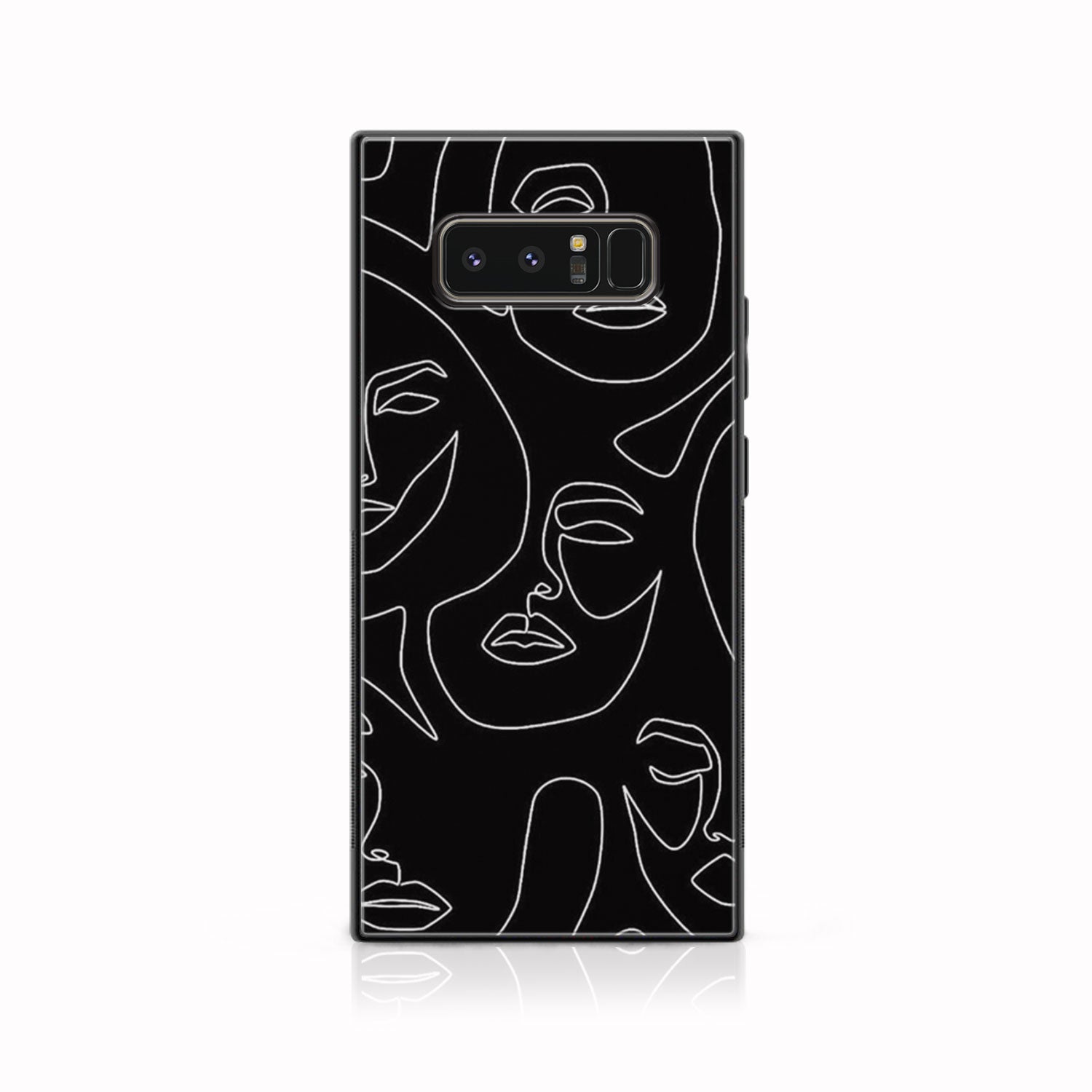 Galaxy Note 8 Girl line Art  Series Premium Printed Glass soft Bumper shock Proof Case