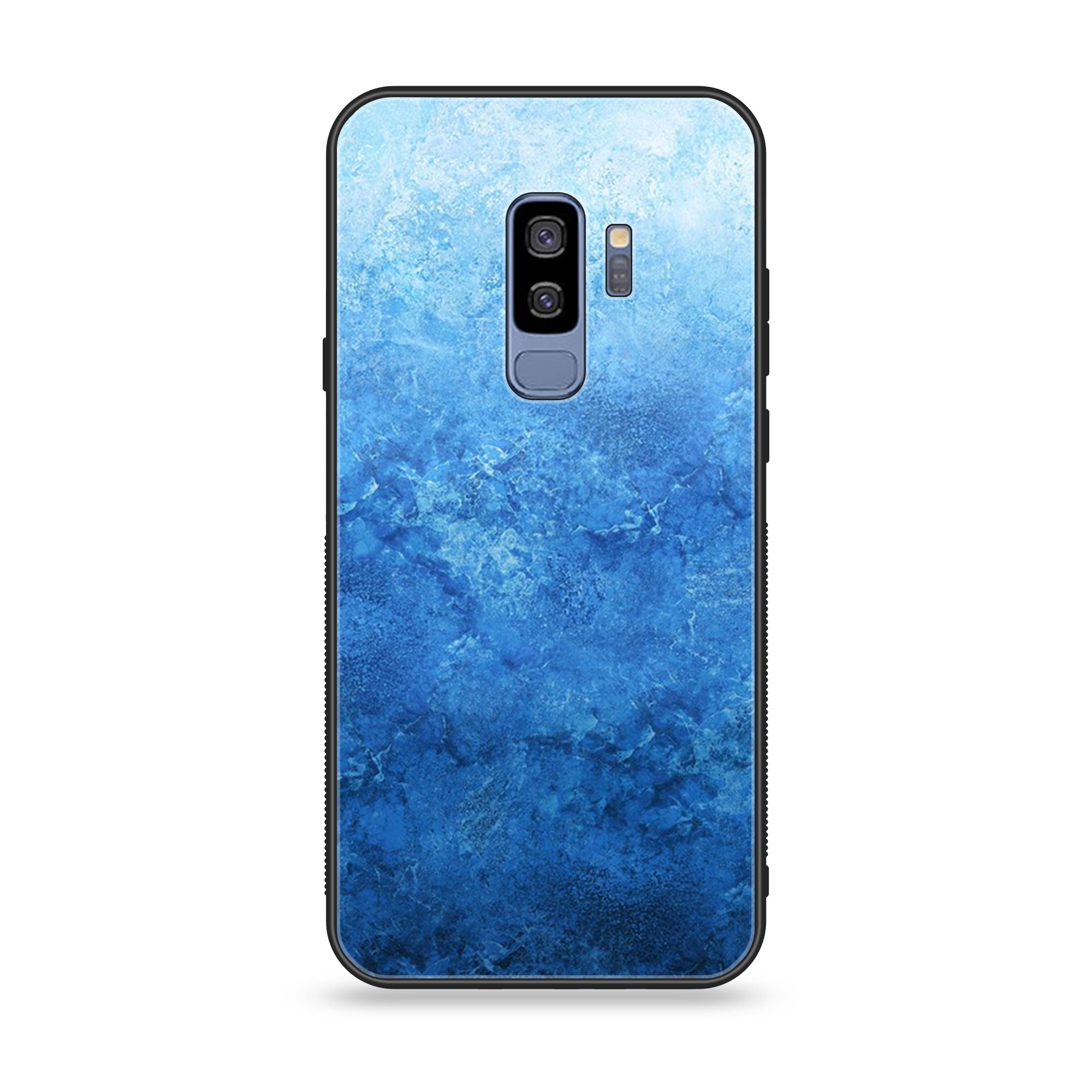 Samsung Galaxy S9 Plus - Blue Marble Series - Premium Printed Glass soft Bumper shock Proof Case