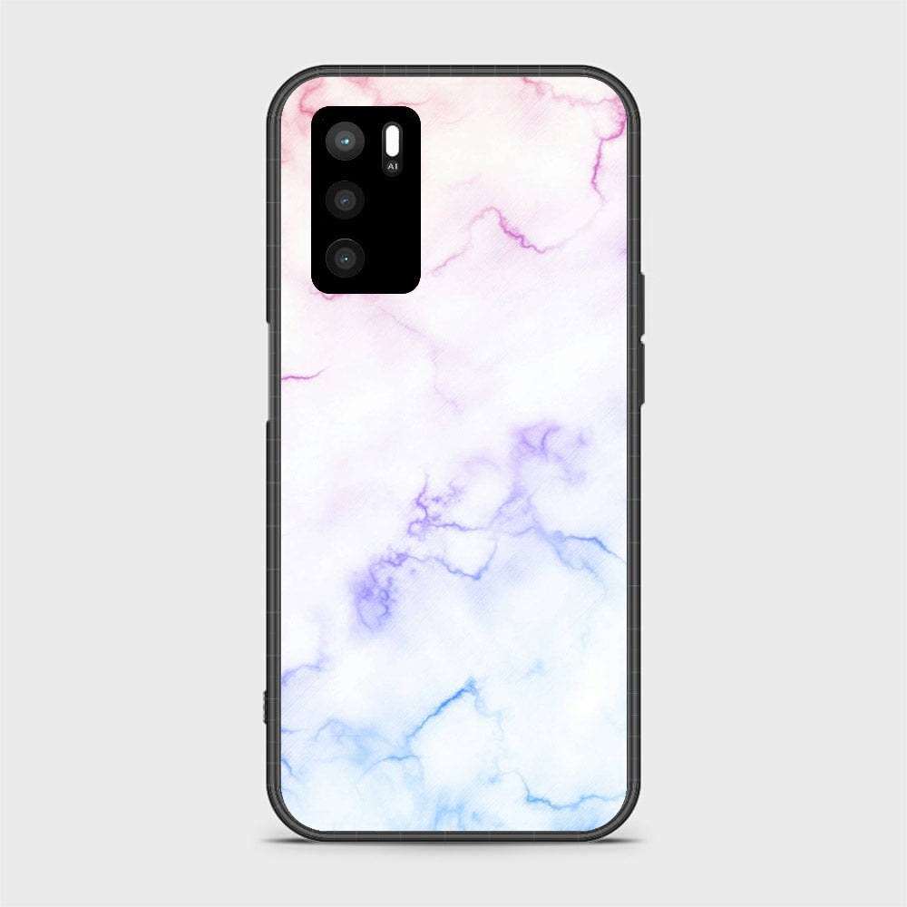 OPPO A16 - White Marble Series - Premium Printed Glass soft Bumper shock Proof Case