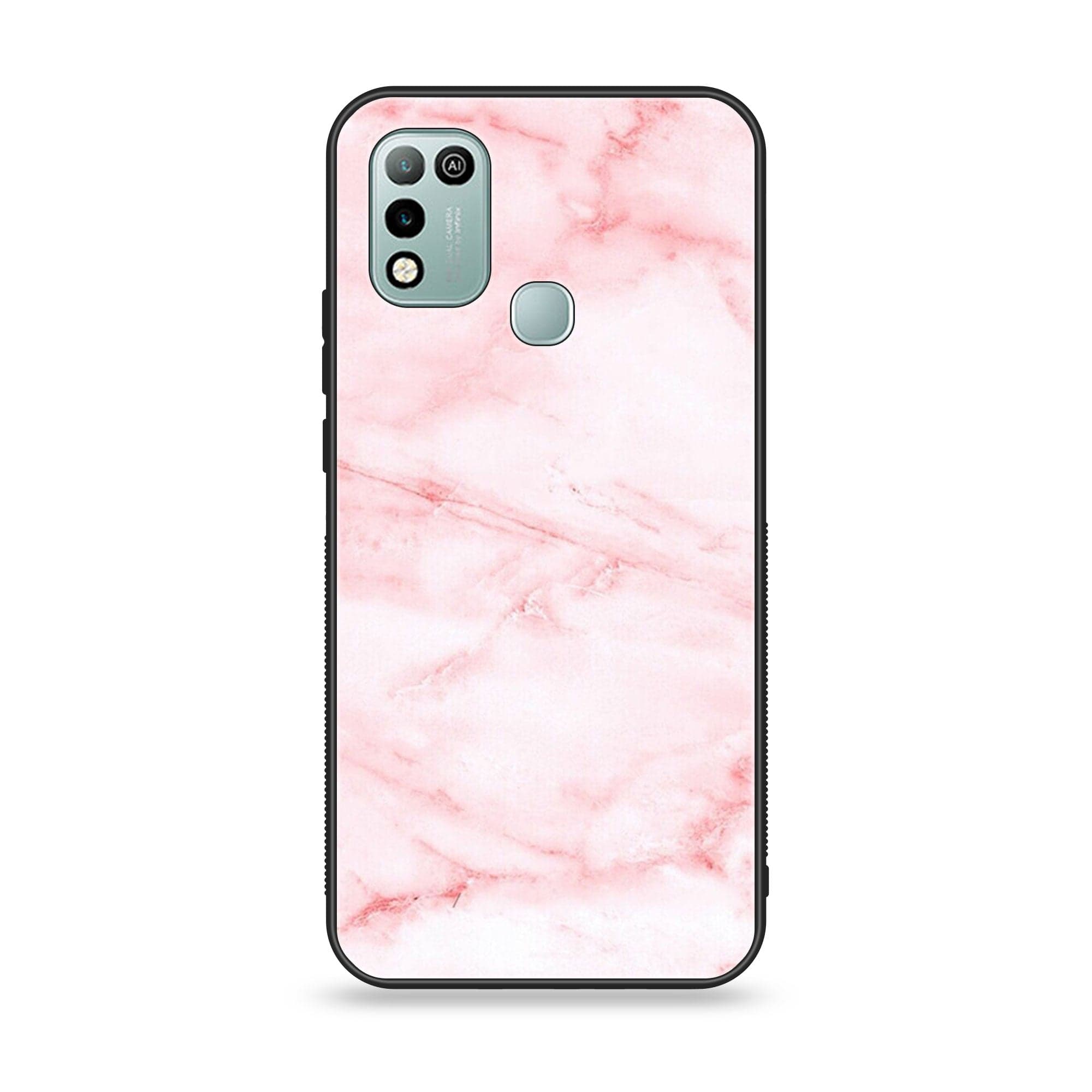 Infinix Hot 10 Play- Pink Marble Series - Premium Printed Glass soft Bumper shock Proof Case