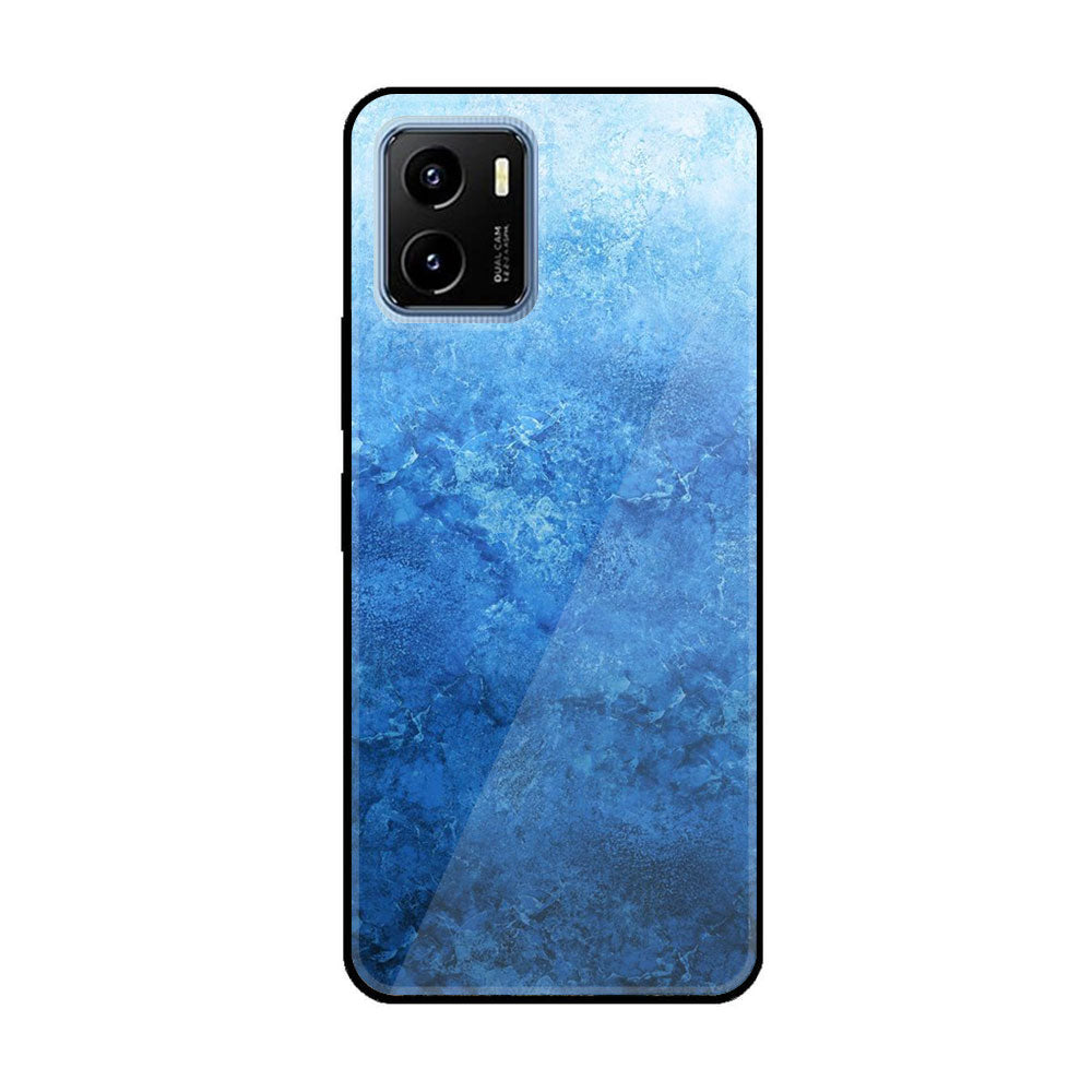 Vivo Y15a  Blue Marble Series Premium Printed Glass soft Bumper shock Proof Case