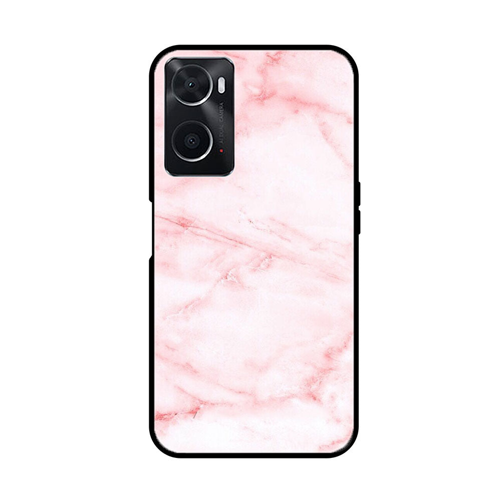 Oppo A36 Pink Marble Series  Premium Printed Glass soft Bumper shock Proof Case