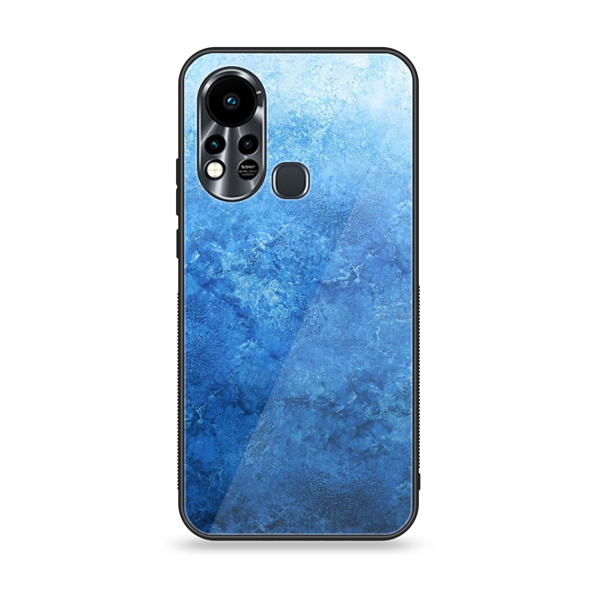 Infinix Hot 11S NFC   Blue Marble Series Premium Printed Glass soft Bumper shock Proof Case