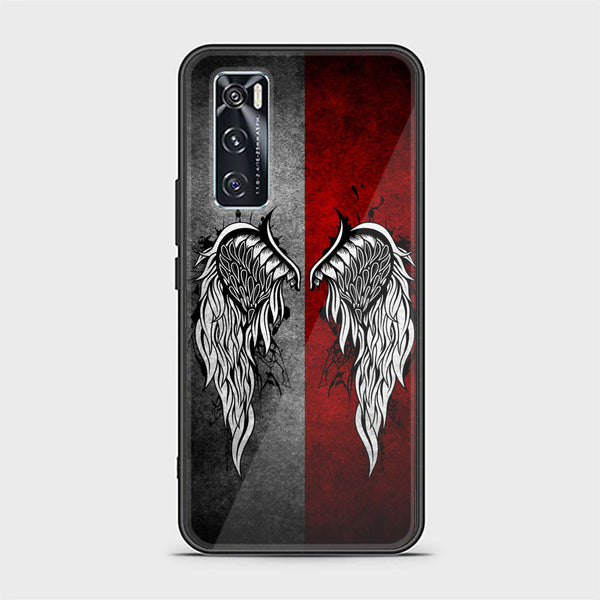 Vivo V20 SE Angel Wings Design 2 Premium Printed Glass soft Bumper shock Proof Case CS-33461