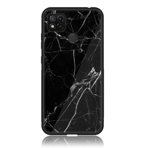 Xiaomi Redmi 9C - Black Marble Design 2 - Premium Printed Glass soft Bumper shock Proof Case CS-10082