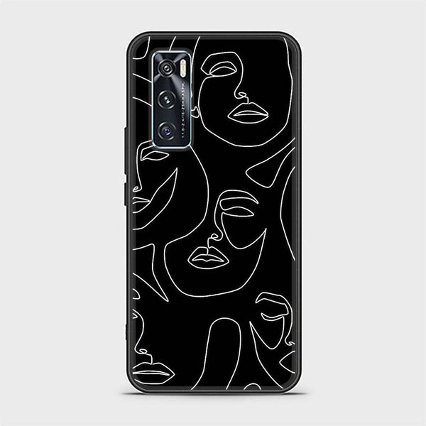 Vivo V20 SE   Girl Line Art  Design 2  Premium Printed Glass soft Bumper shock Proof Case  CS-35948