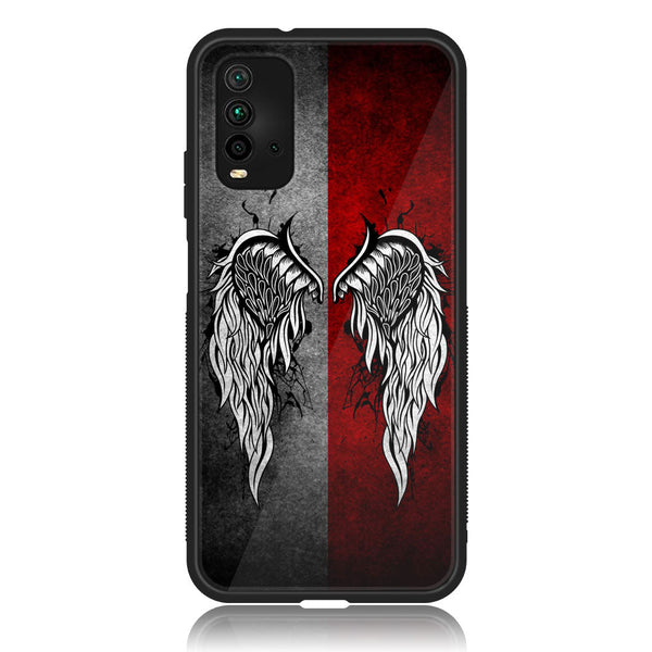 Xiaomi Redmi 9T - Angle Wings Design 2 - Premium Printed Glass soft Bumper shock Proof Case CS-21110
