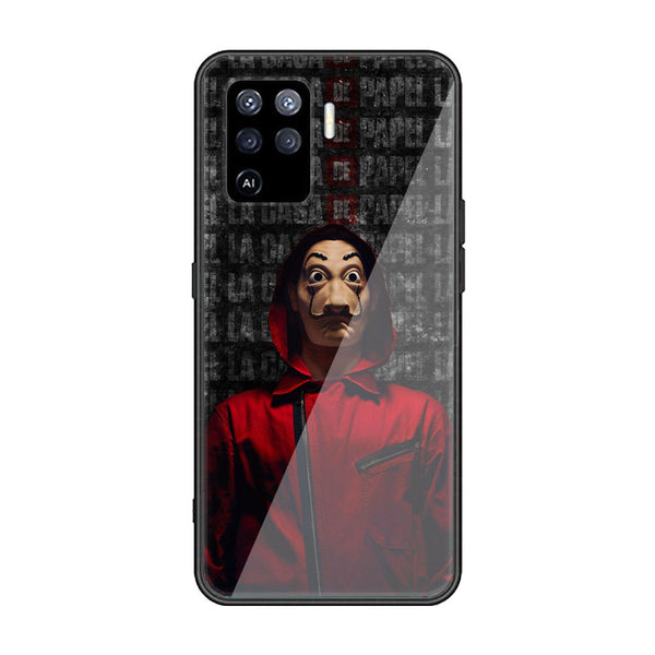 Oppo F19 Pro/ A94 4g/ Reno 5 Lite  - Money Heist Design 2 - Premium Printed Glass soft Bumper shock Proof Case CS-21103
