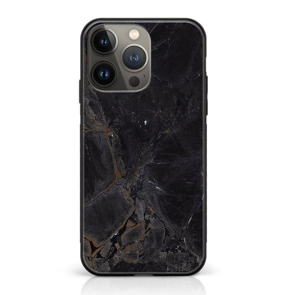 iPhone 14 Pro Max - Black Marble V 2.0 Design 2 - Premium Printed Glass soft Bumper shock Proof Case CS-9280