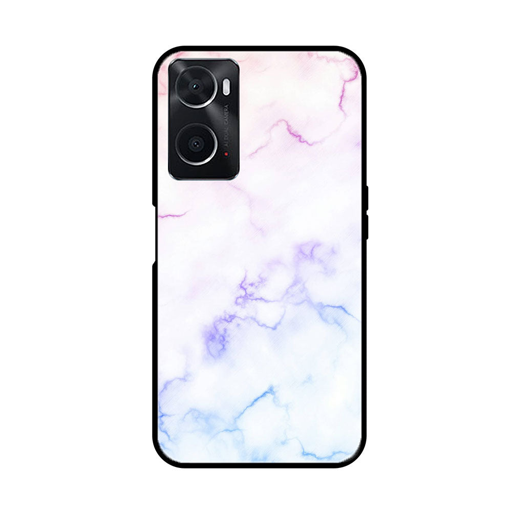 oppo A96 White Marble Series  Premium Printed Glass soft Bumper shock Proof Case