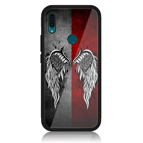 Huawei Y9 (2019) - Angel Wings Design 2 - Premium Printed Glass soft Bumper shock Proof Case CS-14721