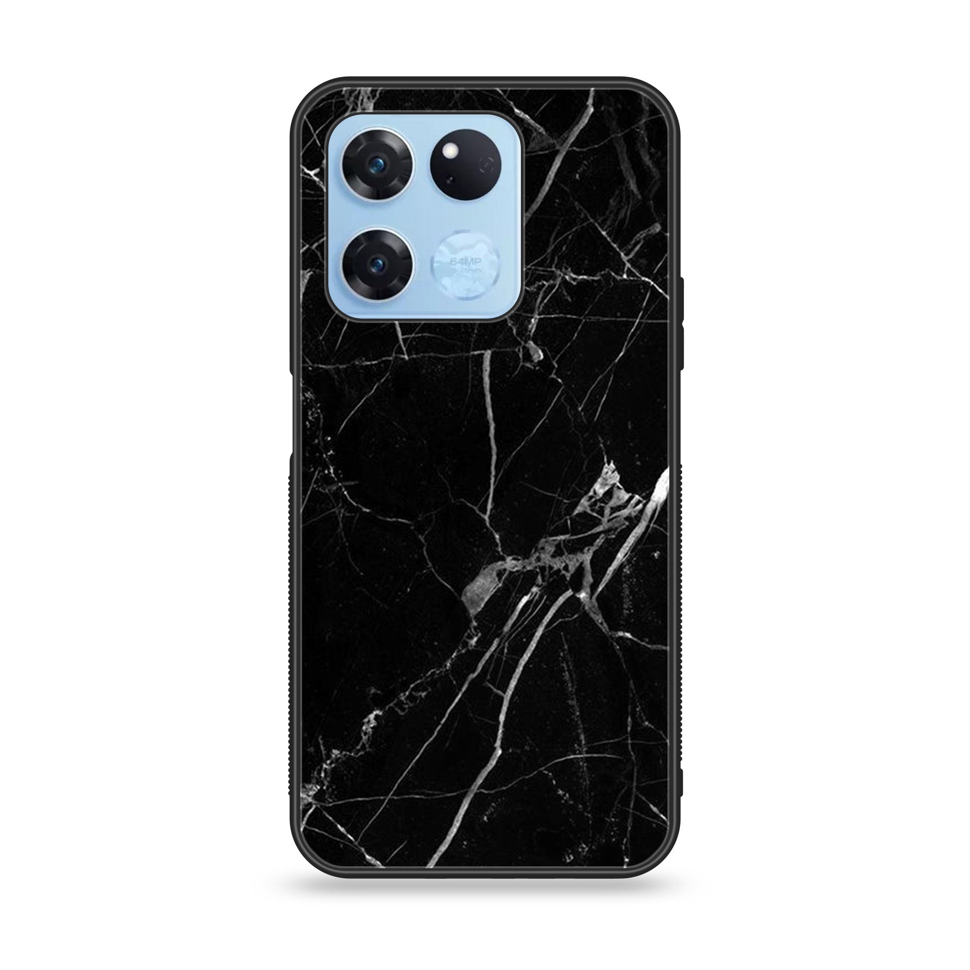 OnePlus Ace Racing - Black Marble Series - Premium Printed Glass soft Bumper shock Proof Case