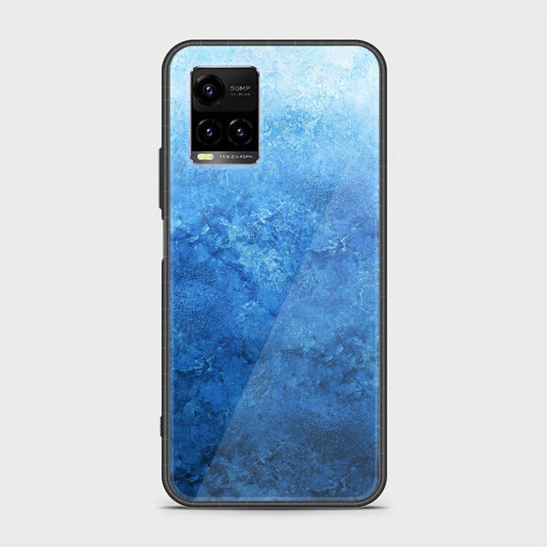 Vivo Y21 Blue Marble Design 2 Premium Printed Glass soft Bumper shock Proof Case CS-13723