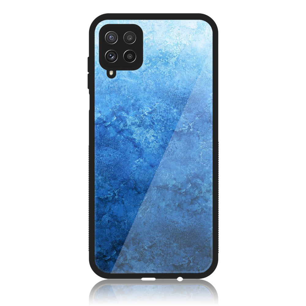 Samsung Galaxy A22 - Blue Marble Series - Premium Printed Glass soft Bumper shock Proof Case