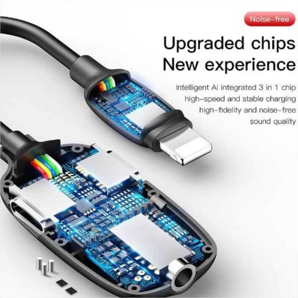 Baseus L51 Audio Adapter Lightning male to Female Lightning Charging+Female lightning Music+ 3.5mm Splitter