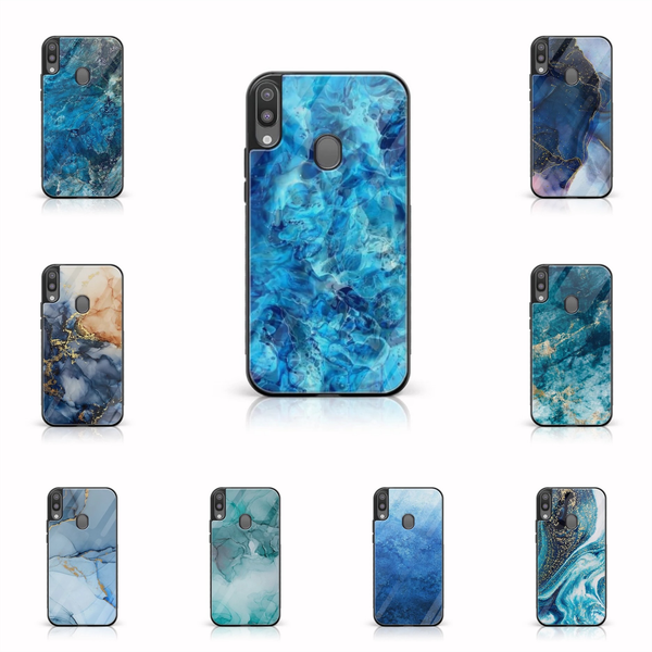Galaxy A20/A30 - Blue Marble Series - Premium Printed Glass soft Bumper shock Proof Case