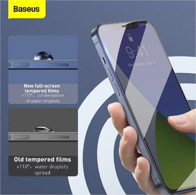 Baseus iPhone 12 Series Pack of 2 Edge to Edge Glass Protector Black Edges