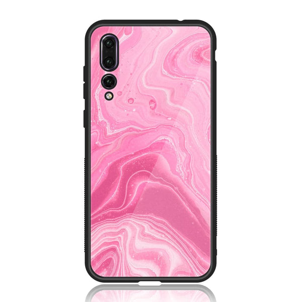 Huawei P20 Pro - Pink Marble Design 3  - Premium Printed Glass soft Bumper shock Proof Case  CS-33502 CS-32359
