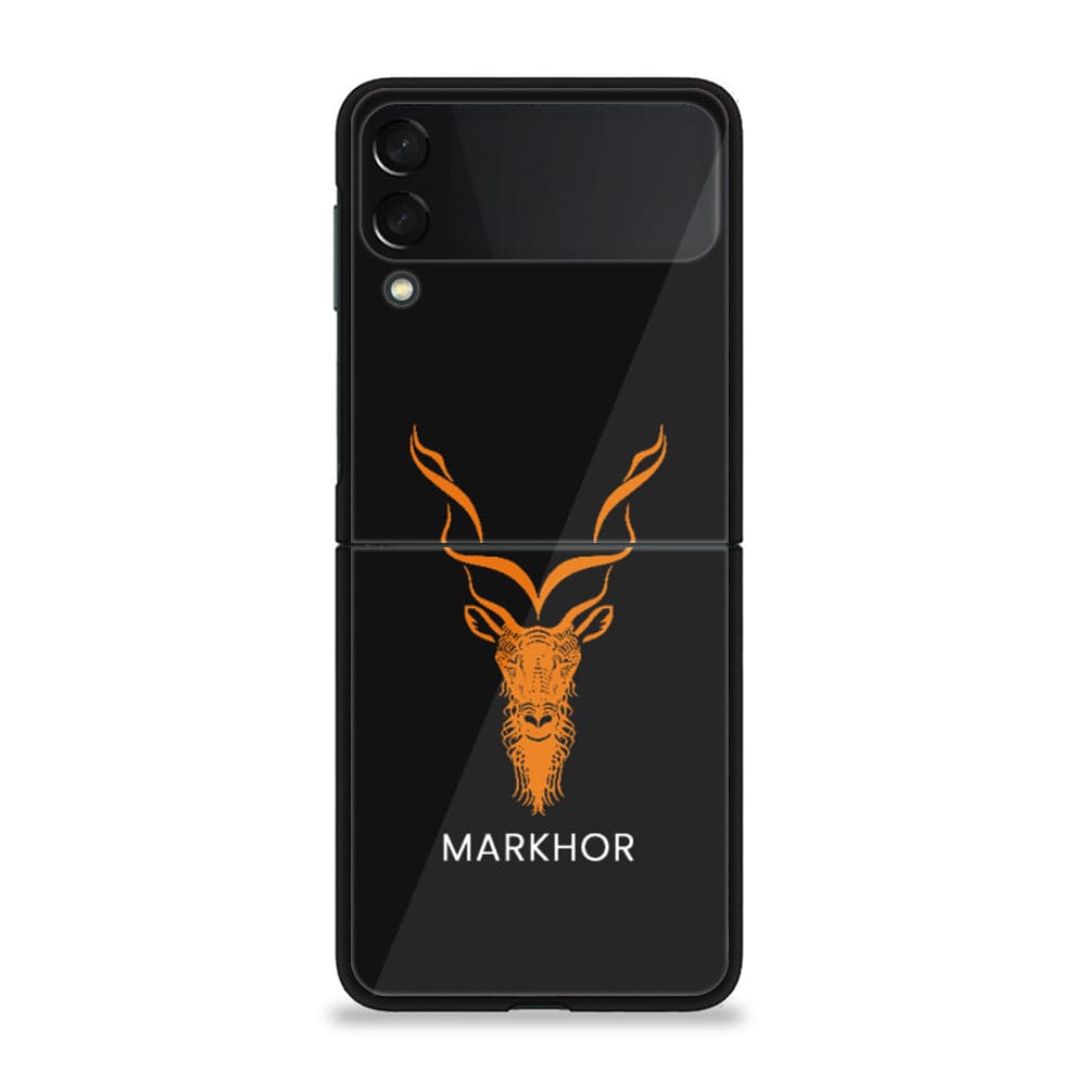 Galaxy Z Flip 3 - Markhor Series - Premium Printed Glass soft Bumper shock Proof Case