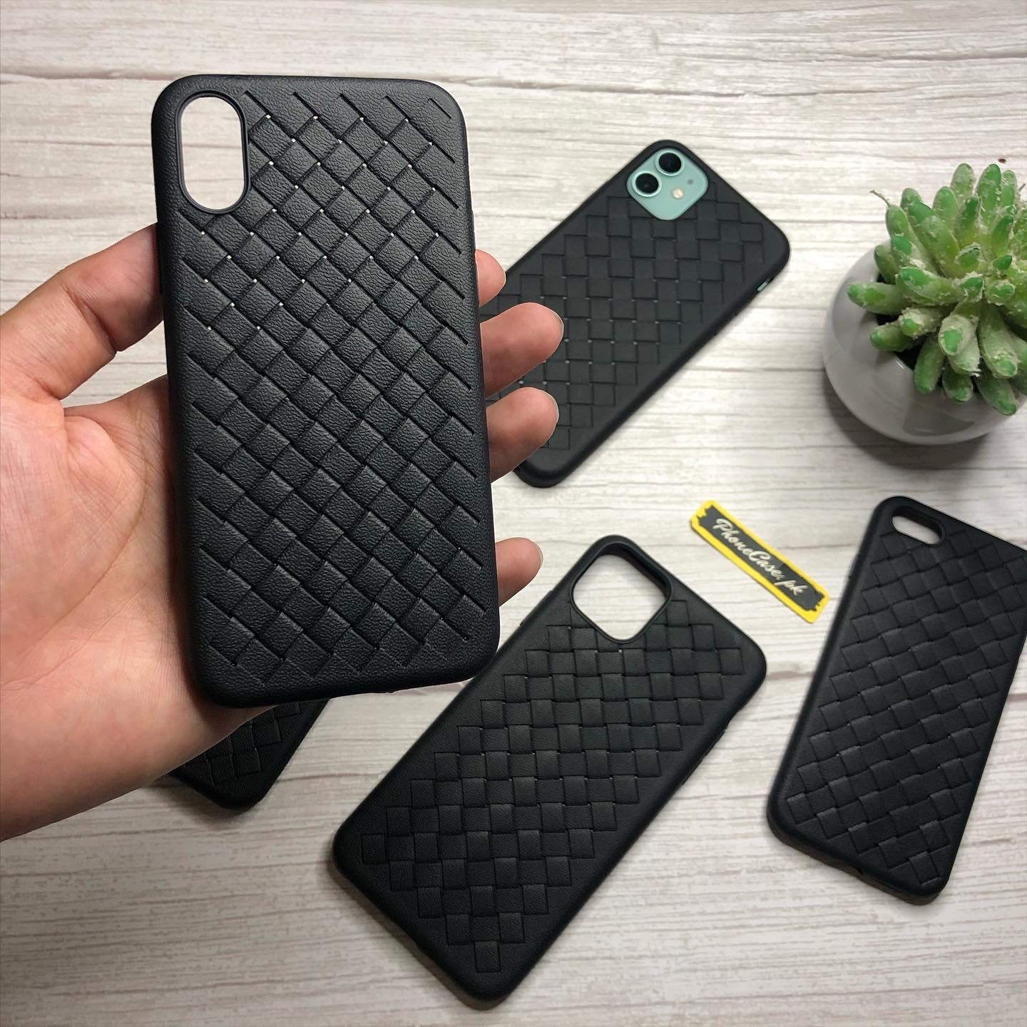 Leather Feel Mesh Shock Proof Case For All iPhone Models