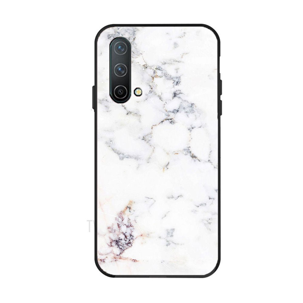 OnePlus Nord CE 5G - White  Marble  Series - Premium Printed Glass soft Bumper shock Proof Case