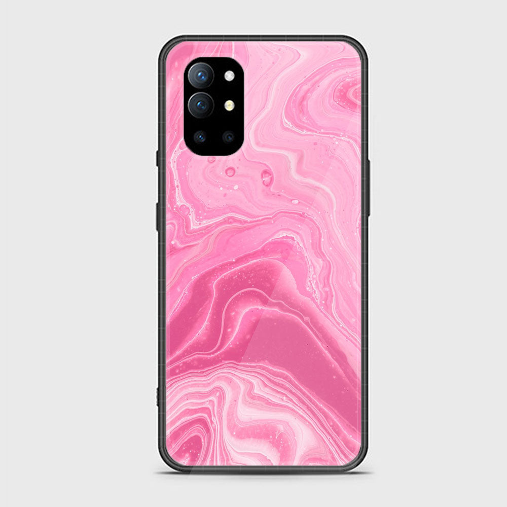 OnePlus 9R - Pink Marble Series - Premium Printed Glass soft Bumper shock Proof Case