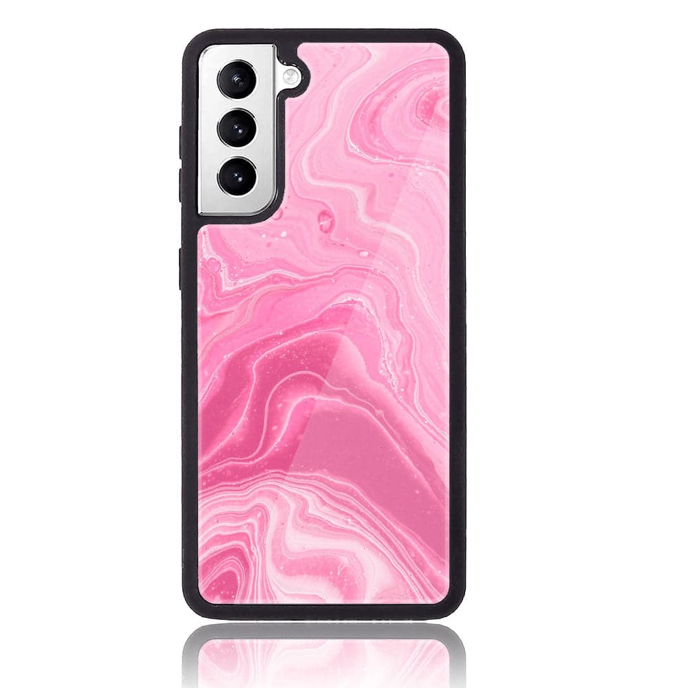Galaxy S21 Plus - Pink Marble Series - Premium Printed Glass soft Bumper shock Proof Case