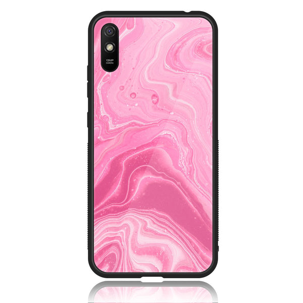 Xiaomi Redmi 9A- Pink Marble Design 3 - Premium Printed Glass soft Bumper shock Proof Case CS-20579