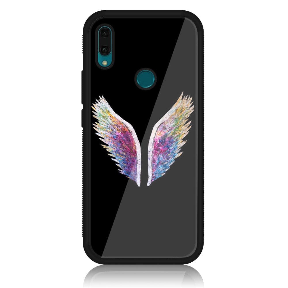 Huawei Y9 (2019) - Angel Wings Series - Premium Printed Glass soft Bumper shock Proof Case