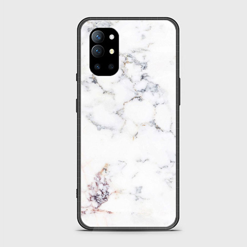 OnePlus 9R - White Marble Series - Premium Printed Glass soft Bumper shock Proof Case