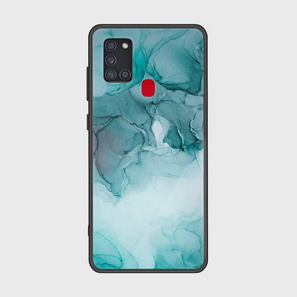 Samsung Galaxy A21s - Blue Marble Design 3- Premium Printed Glass soft Bumper shock Proof Case  CS-29537