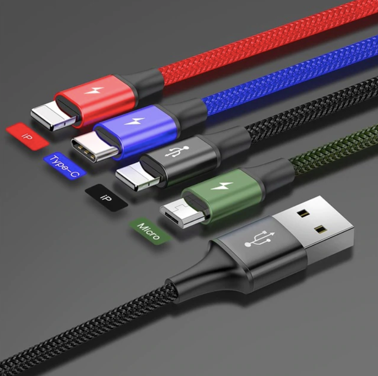Baseus 4 in 1 Fast Charging Cable Micro Type-C &  Lightning