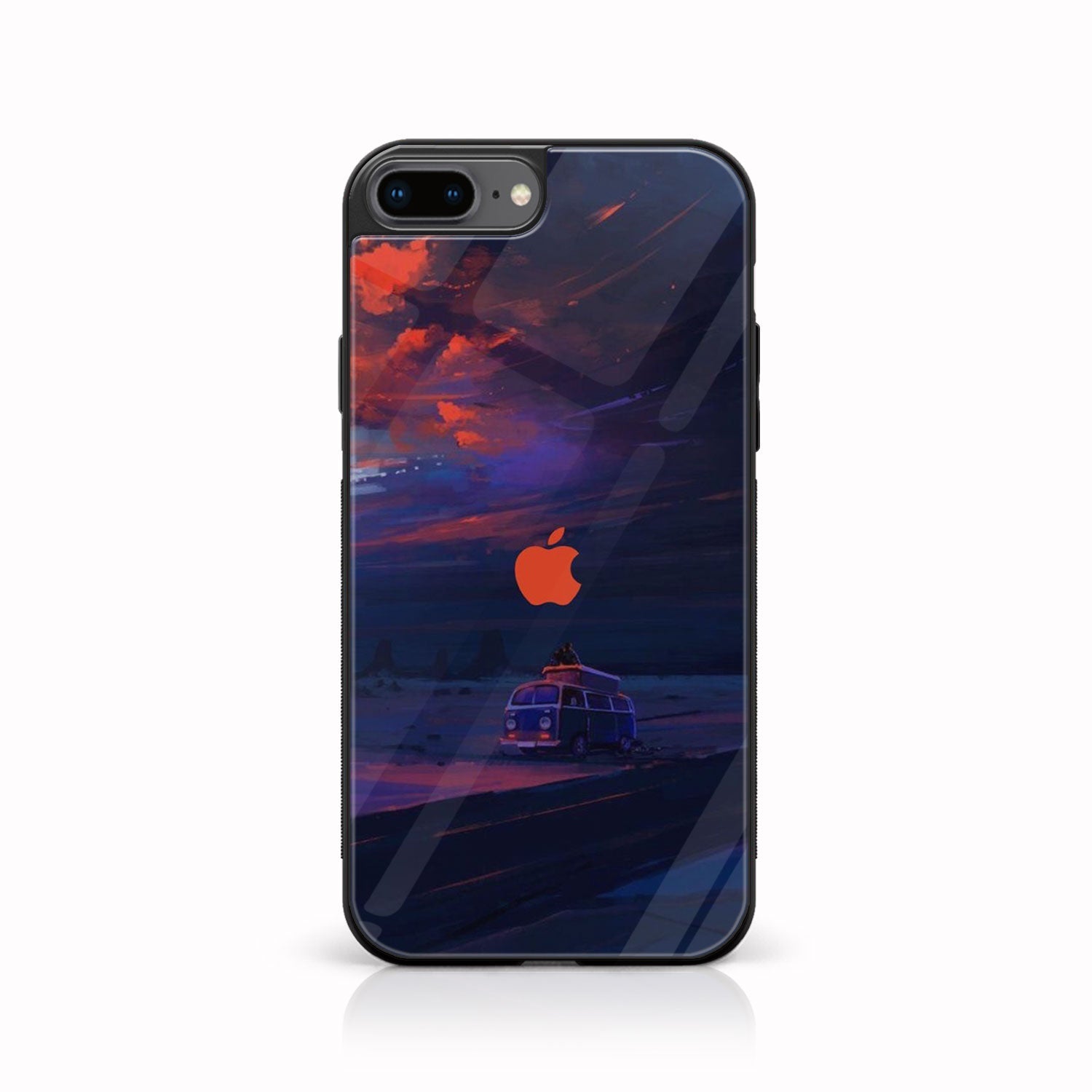 iPhone 8 Plus Apple Logo Series  Premium Printed Glass soft Bumper shock Proof Case