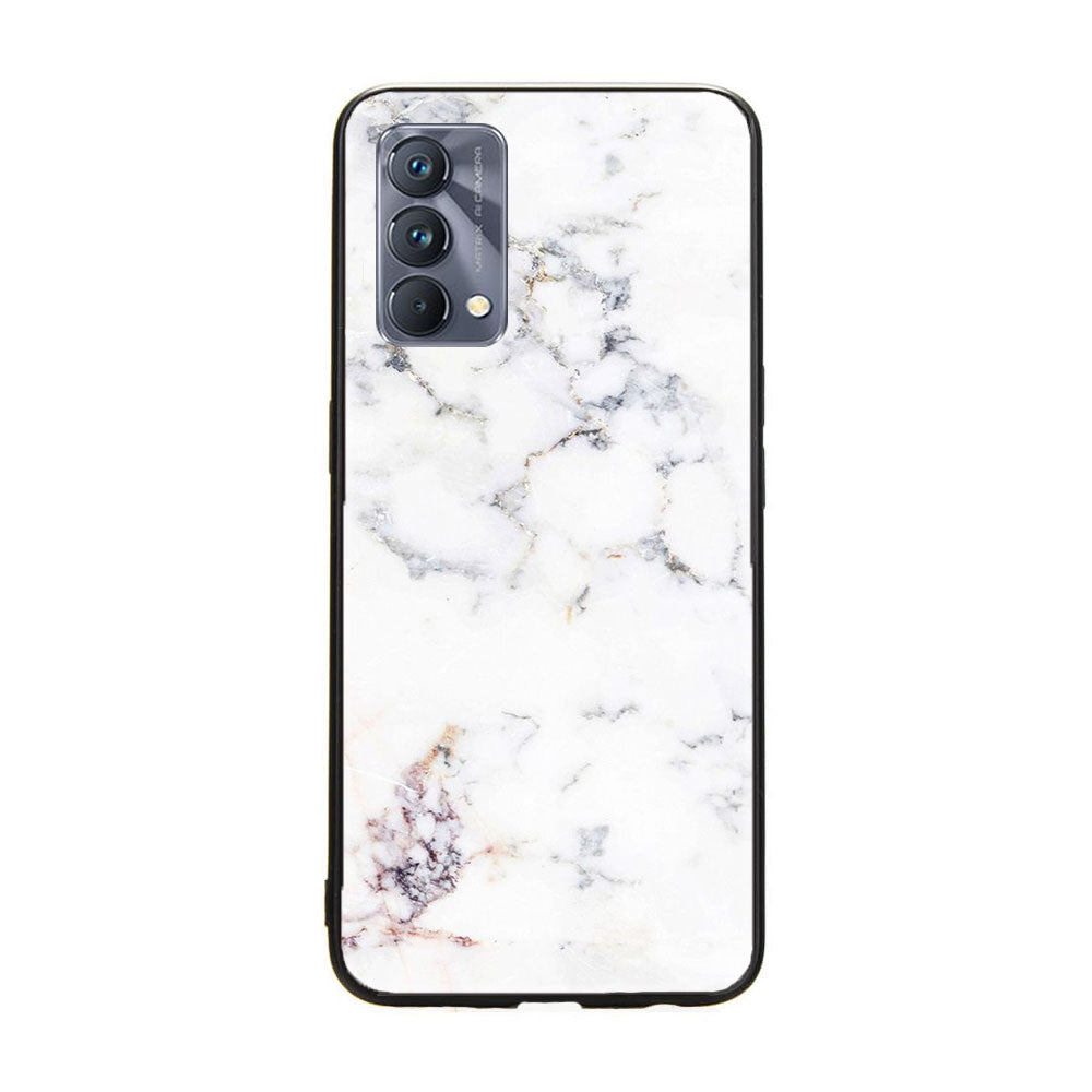 Realme GT Master Edition White Marble Series  Premium Printed Glass soft Bumper shock Proof Case