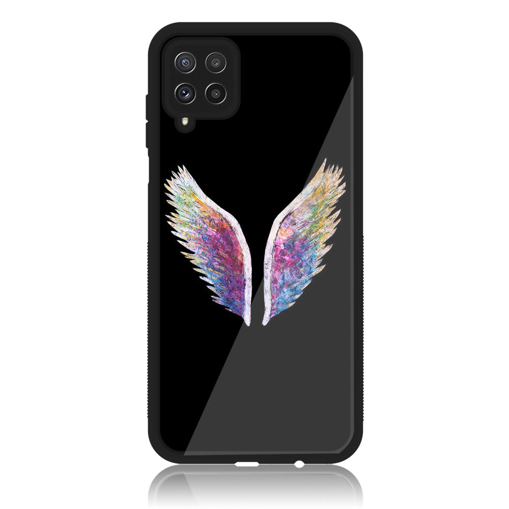 Samsung Galaxy A22 - Angel wings Series - Premium Printed Glass soft Bumper shock Proof Case
