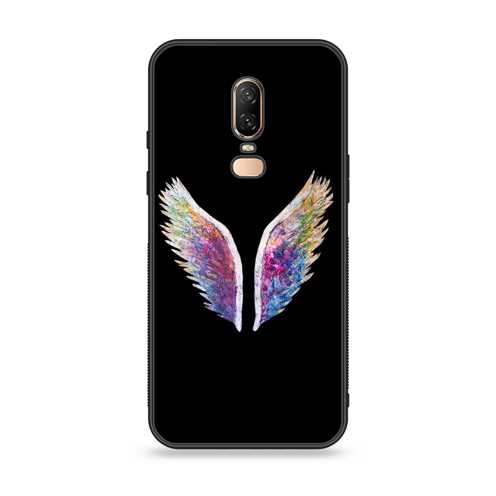 OnePlus 6 - Angel Wings Series - Premium Printed Glass soft Bumper shock Proof Case