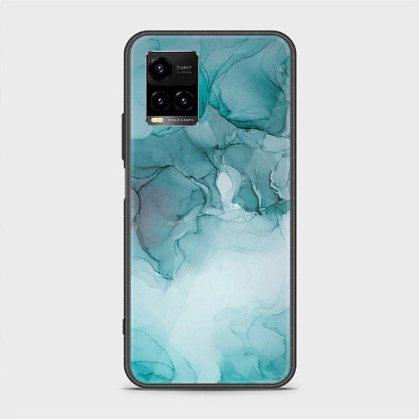 Vivo Y33s - Blue Marble Series Design 3  - Premium Printed Glass soft Bumper shock Proof Case  CS-20067