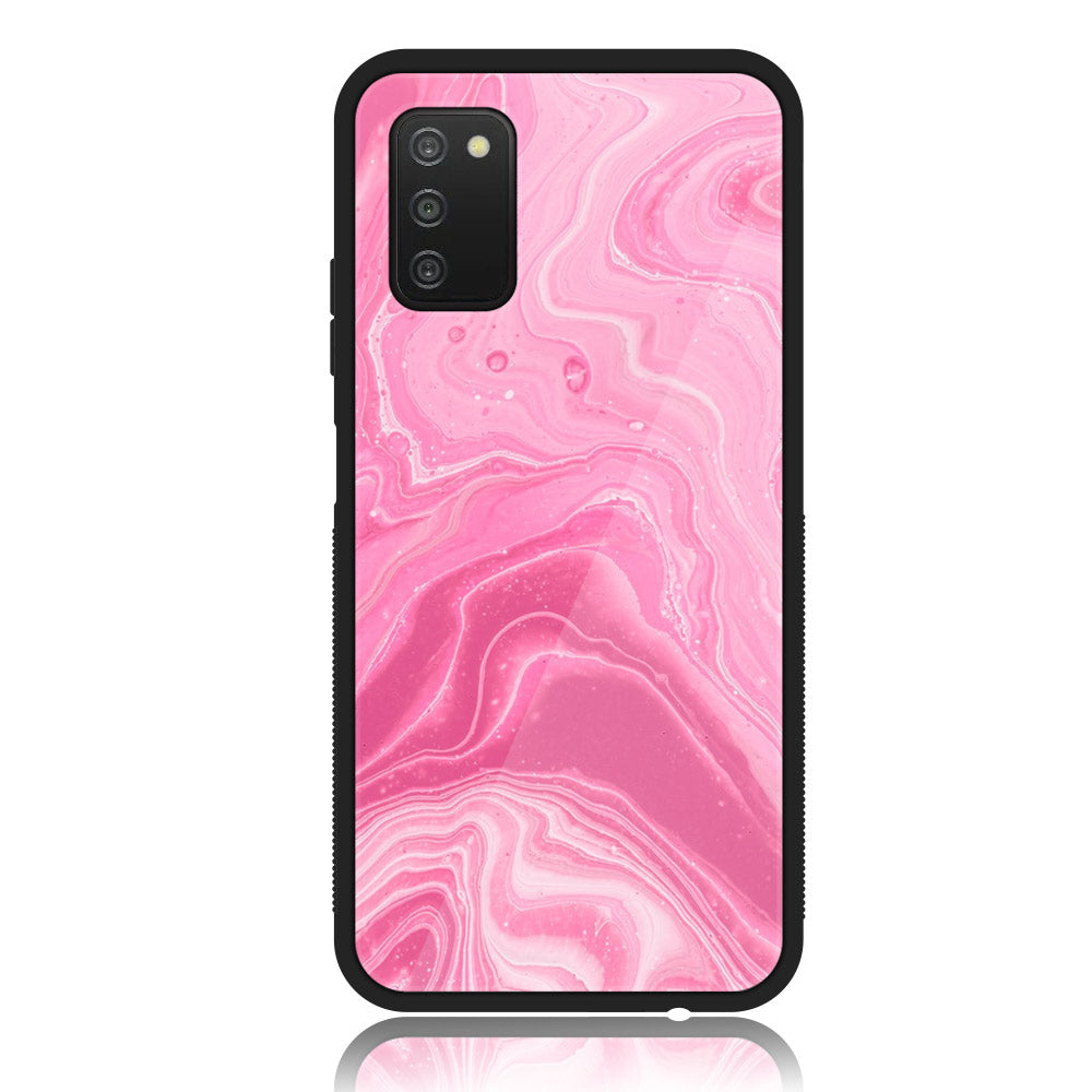 Samsung Galaxy A02s - Pink Marble Series - Premium Printed Glass soft Bumper shock Proof Case
