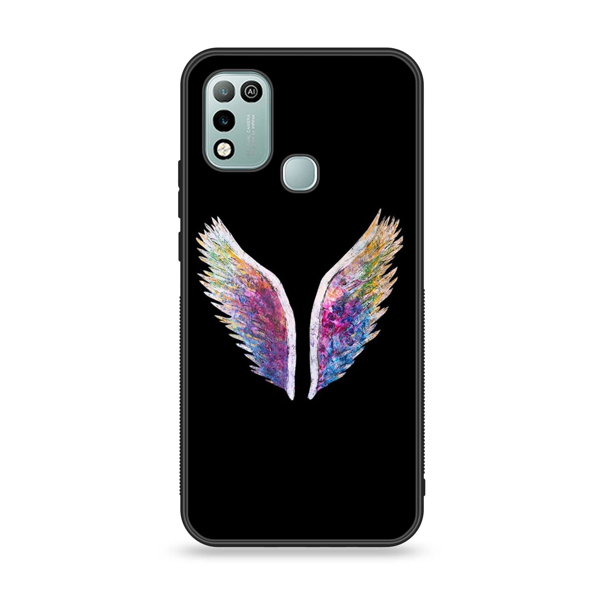 Infinix Hot 11 Play  - Angel Wings Series - Premium Printed Glass soft Bumper shock Proof Case