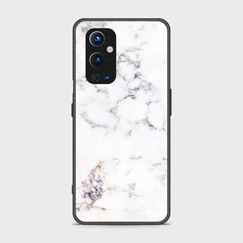 OnePlus 9 Pro - White  Marble Series - Premium Printed Glass soft Bumper shock Proof Case