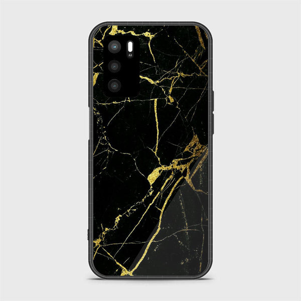 OPPO A16 - Black Marble Design 3 - Premium Printed Glass soft Bumper shock Proof Case CS-20650