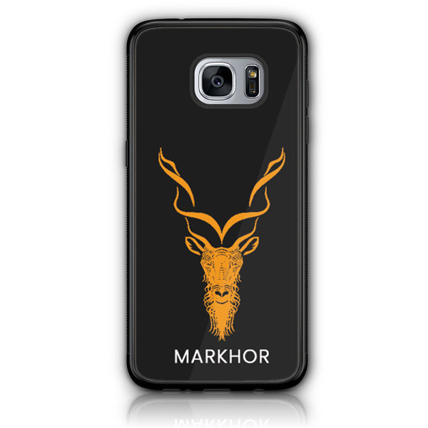 Samsung Galaxy S7 Edge - Markhor Design 3- Premium Printed Glass soft Bumper shock Proof Case CS-18590